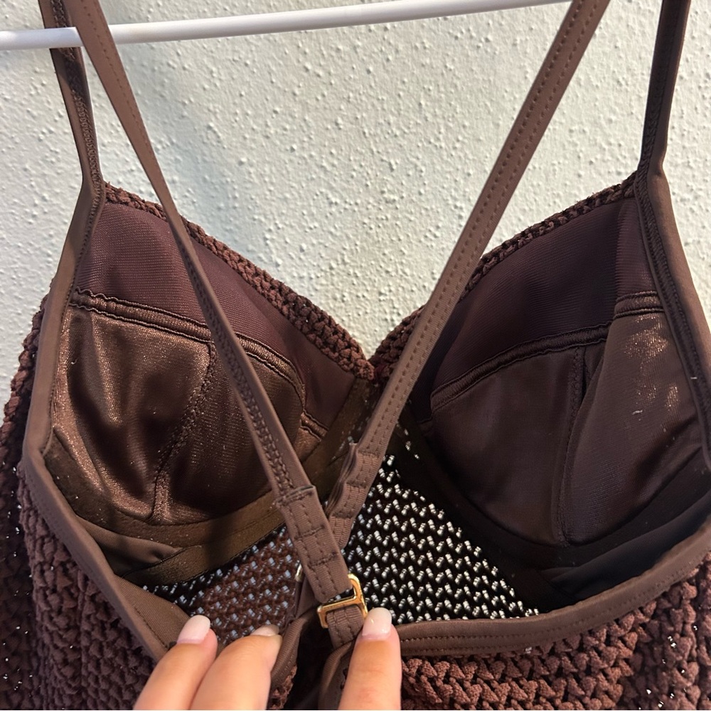 Victoria’s secret brown crochet knit tankini top 36A - Picture 5 of 8